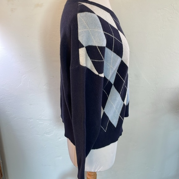 Shein Women's Pullover V Neck Argyle Long Sleeve Sweater Size Medium - Picture 3 of 8